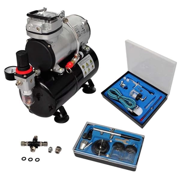 vidaXL Kompressor för Airbrush inkl. 2 sprutpistoler