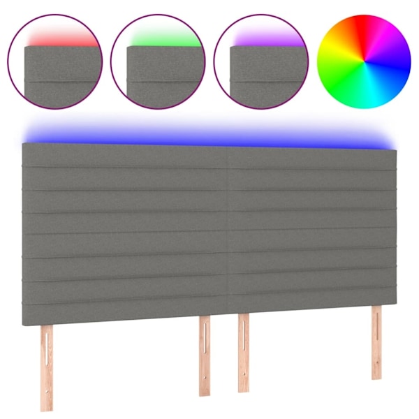 vidaXL Sänggavel LED mörkgrå 200x5x118/128 cm tyg Grå