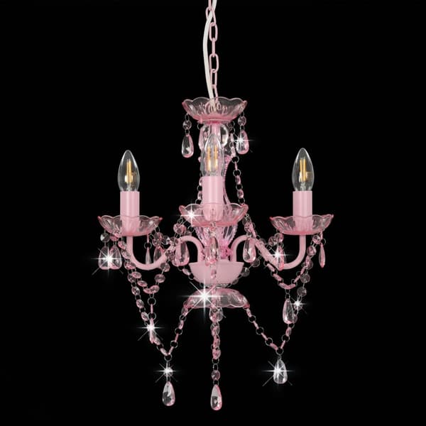 vidaXL Takkrona med pärlor rosa rund 3 x E14 Rosa