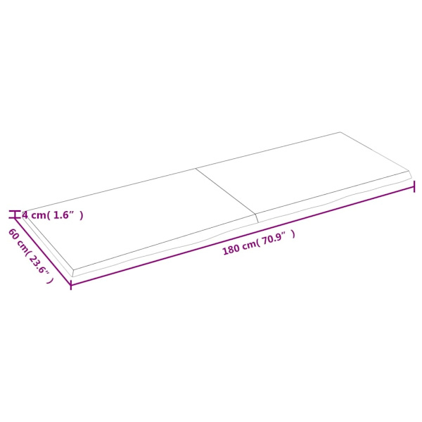 vidaXL Bordsskiva mörkbrun 180x60x(2-4) cm behandlad massiv ek Brun