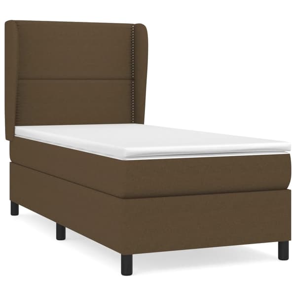 vidaXL Ramsäng med madrass mörkbrun 90x190 cm tyg Brun