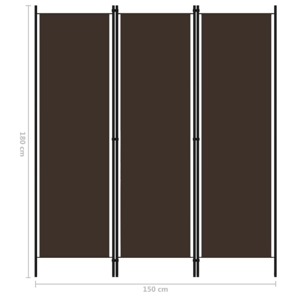 vidaXL Rumsavdelare 3 paneler brun 150x180 cm Brun