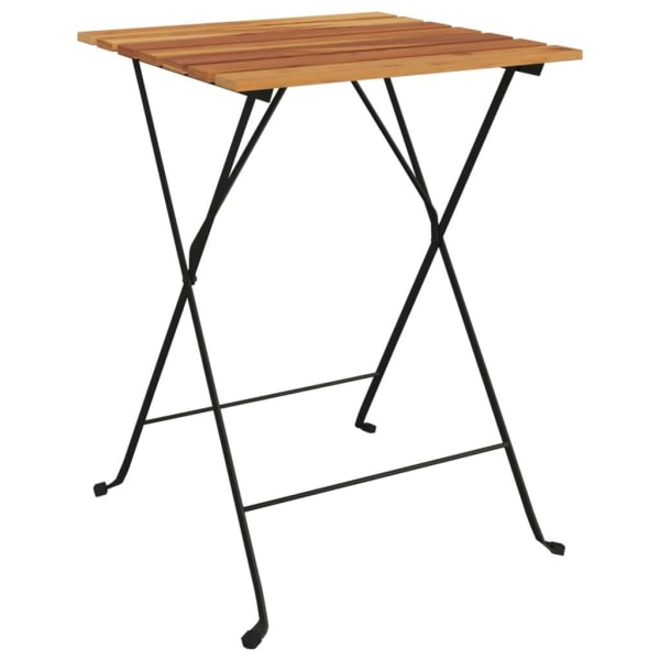 vidaXL Hopfällbart cafébord 55x54x71 cm massiv teak och stål Brun