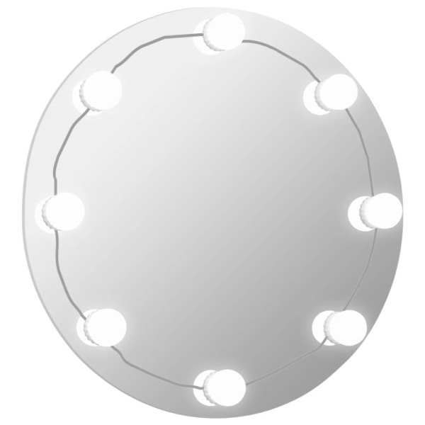 vidaXL Väggspegel med LED-belysning rund Silver