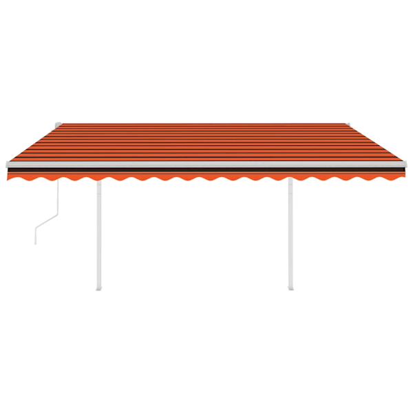 vidaXL Markis med stolpar automatiskt infällbar 4,5x3 m orange&brun Orange