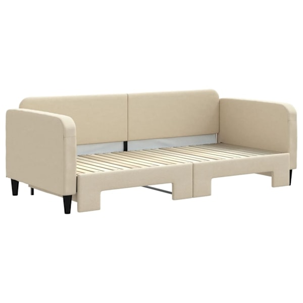 vidaXL Dagbädd utdragbar gräddvit 90x200 cm tyg Kräm