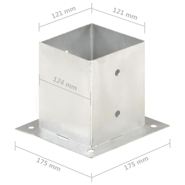 vidaXL Stolpfot 4 st galvaniserad metall 121 mm Silver