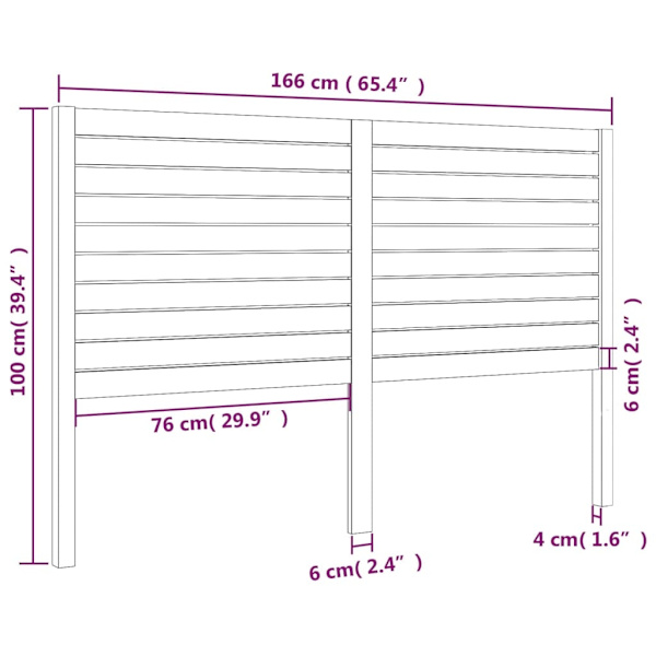 vidaXL Sänggavel svart 166x4x100 cm massiv furu Svart