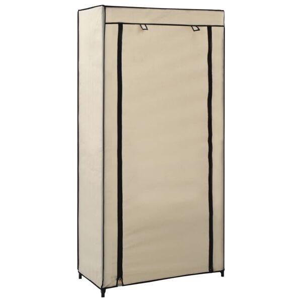 vidaXL Skoförvaring med överdrag gräddvit 58x28x106 cm tyg Creme