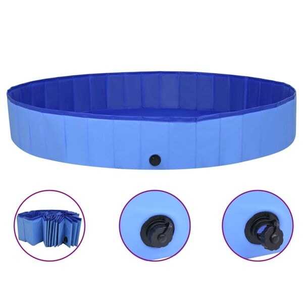 vidaXL Hopfällbar hundpool blå 200x30 cm PVC Blue