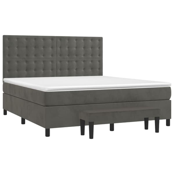vidaXL Ramsäng med madrass mörkgrå 180x200 cm sammet Grå