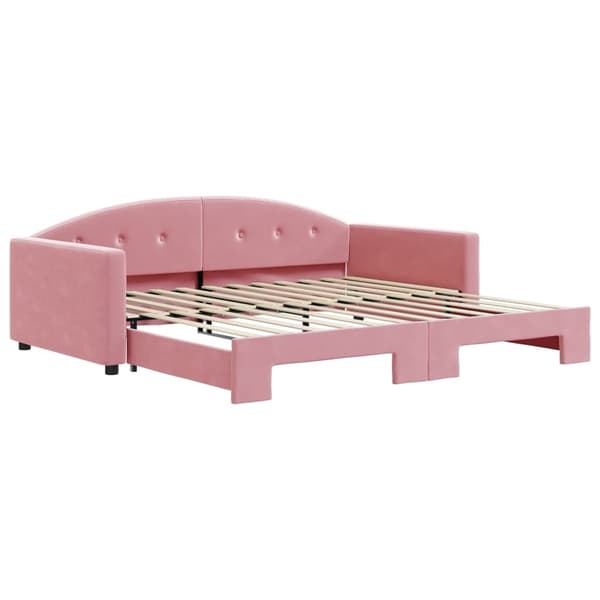 vidaXL Dagbädd utdragbar rosa 100x200 cm sammet Rosa