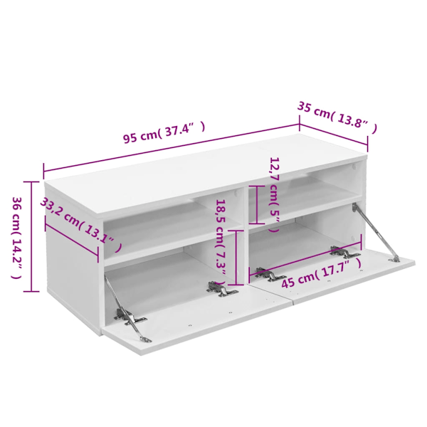 vidaXL TV-möbel spånskiva 95x35x36 cm vit Vit