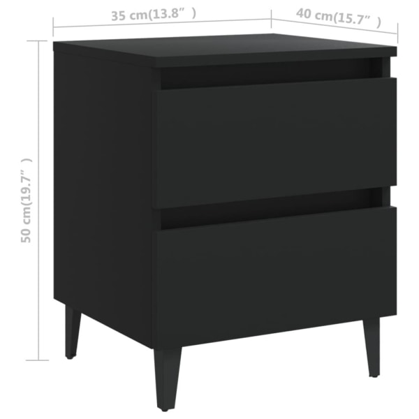 vidaXL Sängbord 2 st svart 40x35x50 cm konstruerat trä Svart