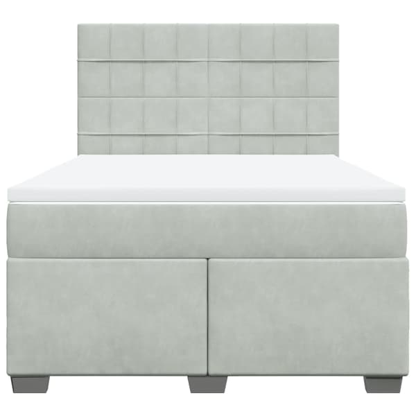vidaXL Ramsäng med madrass ljusgrå 160x200 cm sammet Grå
