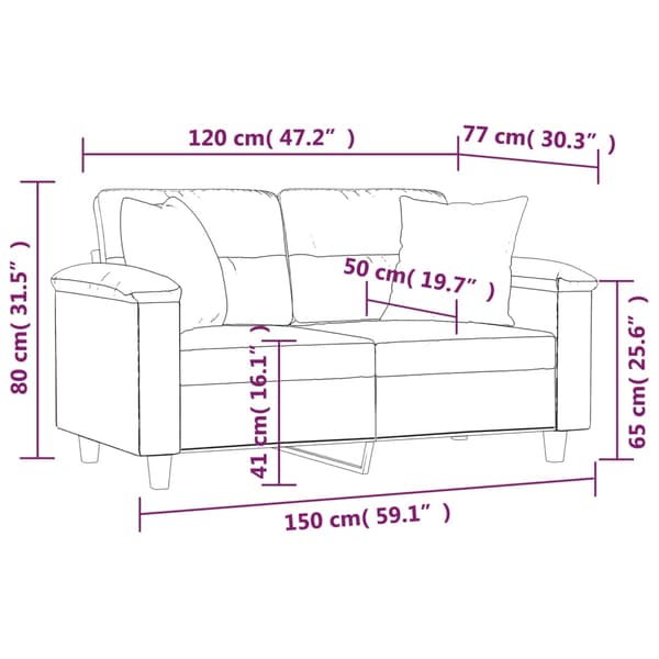 vidaXL 2-sits soffa med prydnadskuddar gräddvit 120 cm konstläder Kräm