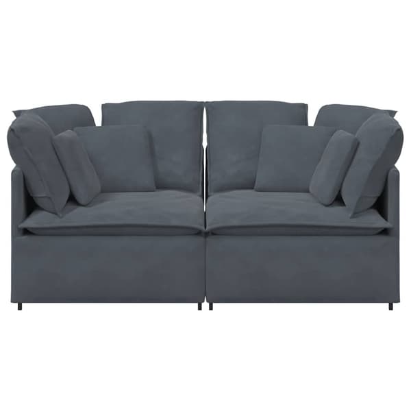 vidaXL Modulsoffa med dynor sammet mörkgrå Grå