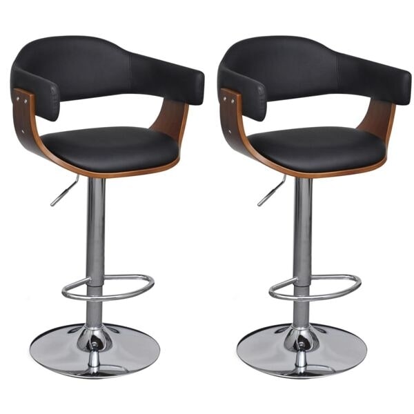 vidaXL Barstol i 2-pack Bournemouth svart konstläder Svart