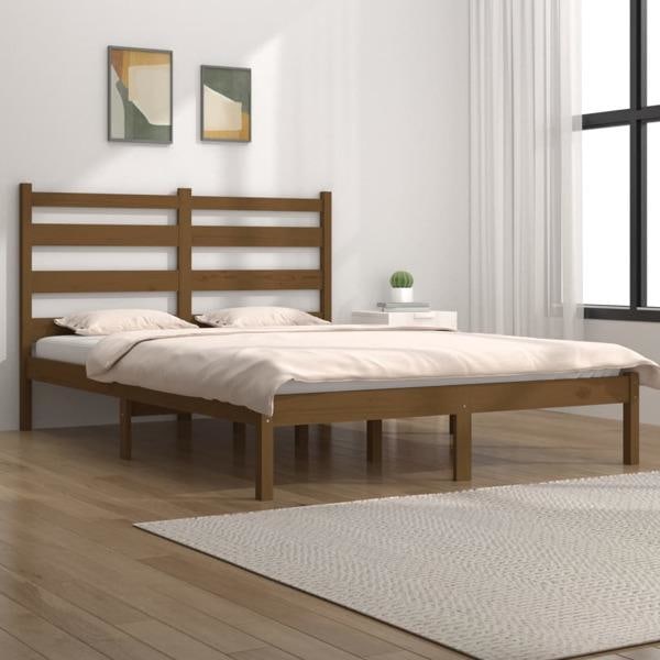 vidaXL Sängram honungsbrun massiv furu 200x200 cm Brun