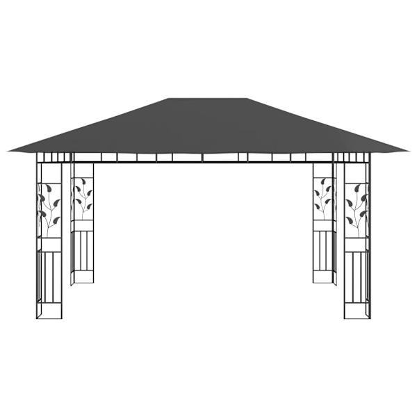 vidaXL Paviljong myggnät ljusslinga LED 4x3x2,73 m antracit 180 g/m² Antracit