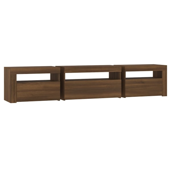vidaXL Tv-bänk med LED-belysning brun ek 195x35x40 cm Brun