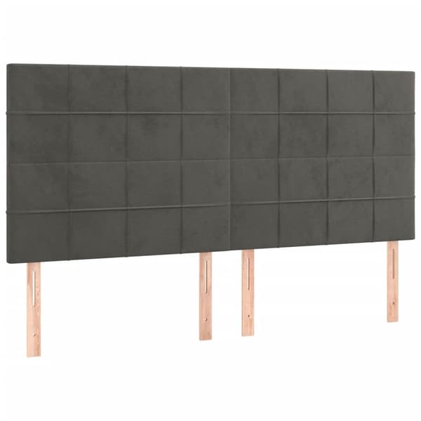 vidaXL Ramsäng med madrass mörkgrå 200x200 cm sammet Grå