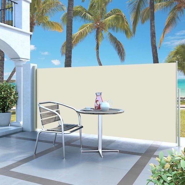 vidaXL Infällbar sidomarkis 120 x 300 cm gräddvit Creme