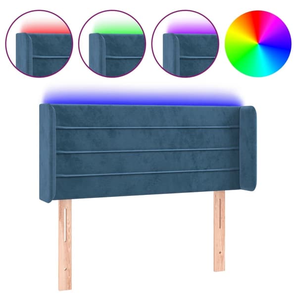 vidaXL Sänggavel LED mörkblå 83x16x78/88 cm sammet Blå
