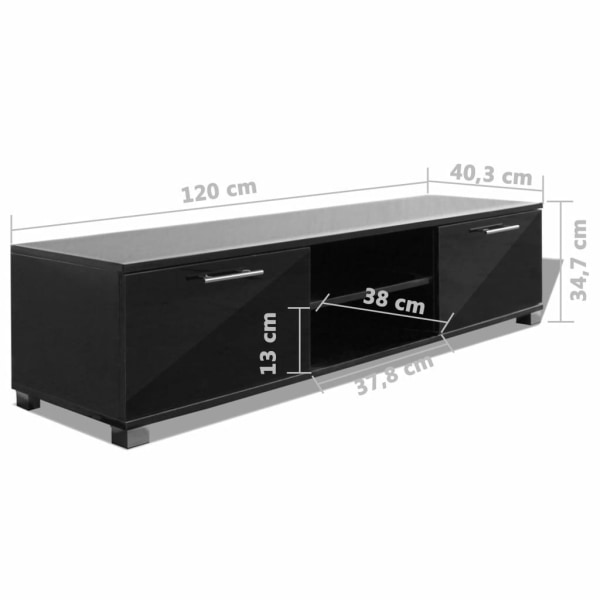 vidaXL Tv-bänk högglans svart 120x40,5x35 cm Svart