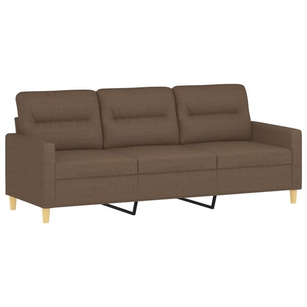 vidaXL 3-sitssoffa med prydnadskuddar brun 180 cm tyg Brun