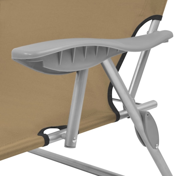vidaXL Hopfällbar solsäng med tak stål taupe Taupe