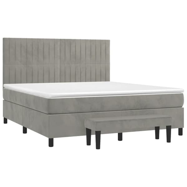 vidaXL Ramsäng med madrass ljusgrå 180x200 cm sammet Grå