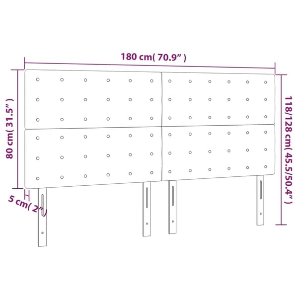 vidaXL Sänggavel LED mörkgrå 180x5x118/128 cm sammet Grå