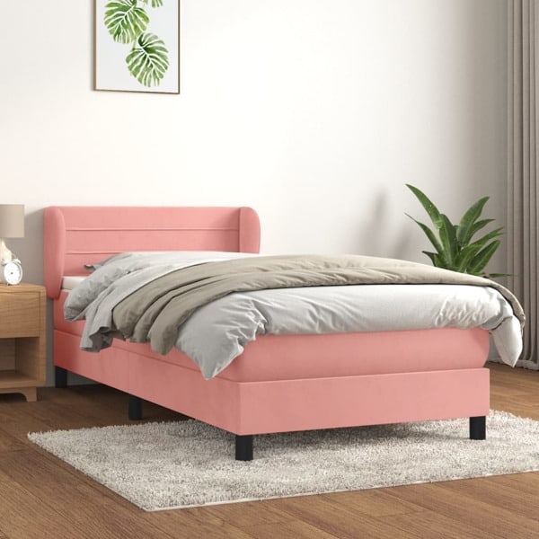 vidaXL Ramsäng med madrass rosa 90x190 cm sammet Rosa