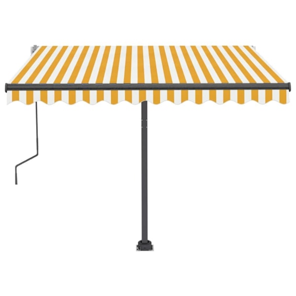 vidaXL Markis manuellt infällbar med LED 300x250 cm gul och vit Gul