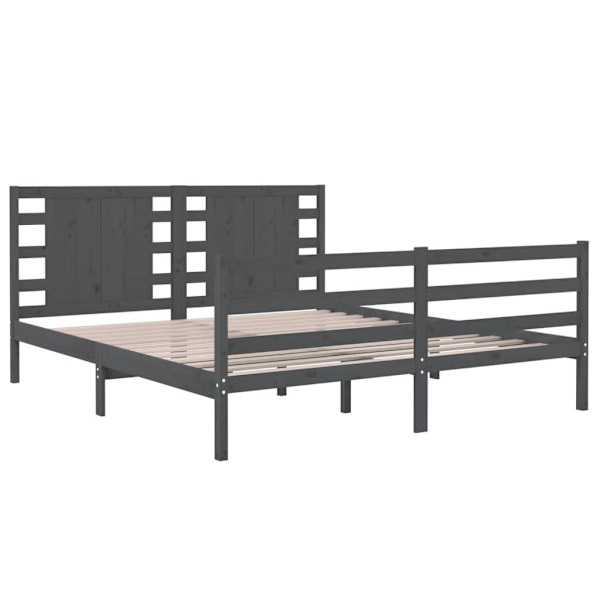 vidaXL Sängram grå massiv furu 140x190 cm Grå