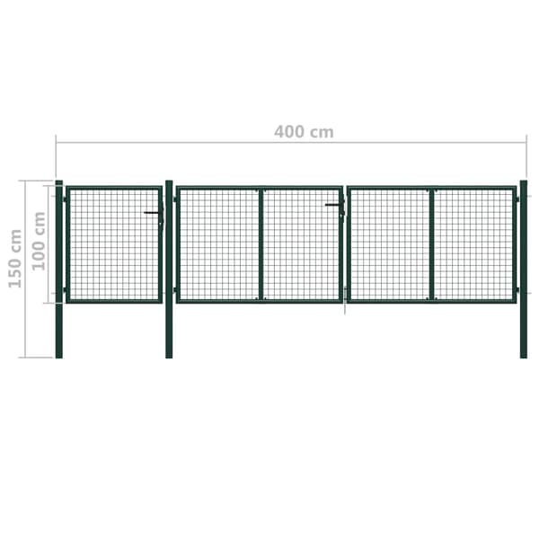 vidaXL Trädgårdsgrind stål 400x100 cm grön Grön