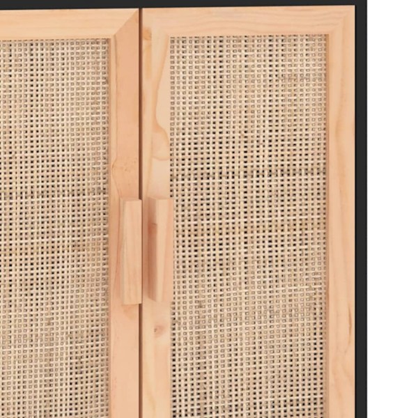 vidaXL Skänk svart 60x30x70 cm massiv furu och naturlig rotting Svart