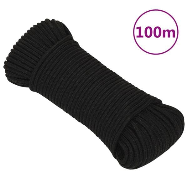 vidaXL Rep svart 4 mm 100 m polyester