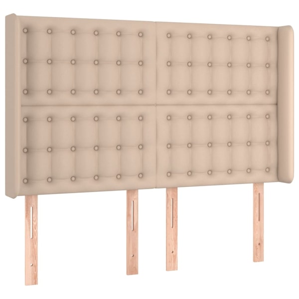 vidaXL Sänggavel med kanter cappuccino 147x16x118/128 cm konstläder Brun