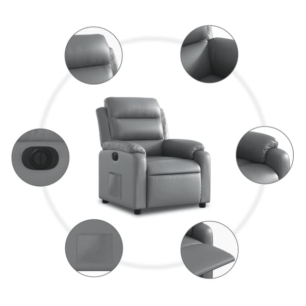 vidaXL Elektrisk reclinerfåtölj grå konstläder Grå