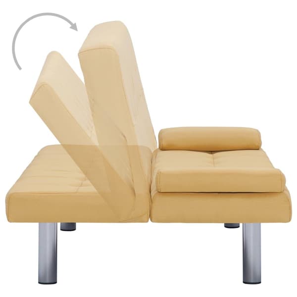 vidaXL Bäddsoffa med två kuddar gul polyester Gul