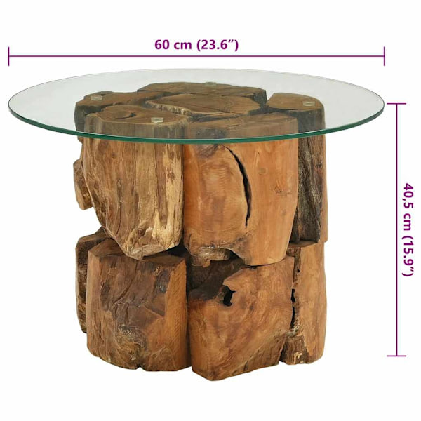 vidaXL Soffbord i massivt teakträ 60 cm Brun