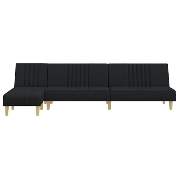 vidaXL L-formad bäddsoffa svart 255x140x70 cm tyg Svart