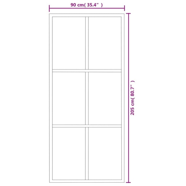 vidaXL Skjutdörr med beslagset ESG glas och aluminium 90x205 cm Svart