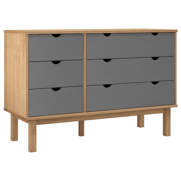 vidaXL Byrå OTTA brun&grå 111x43x73,5 cm massiv furu Grå
