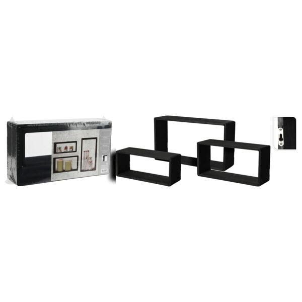 H&S Collection Hyllset 3 delar svart Svart