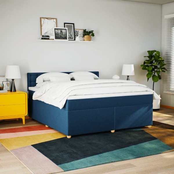 vidaXL Ramsäng med madrass blå 180x200 cm tyg Blå