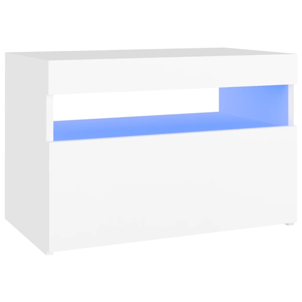 vidaXL Sängbord med LED-belysning vit 60x35x40 cm konstruerat trä Vit
