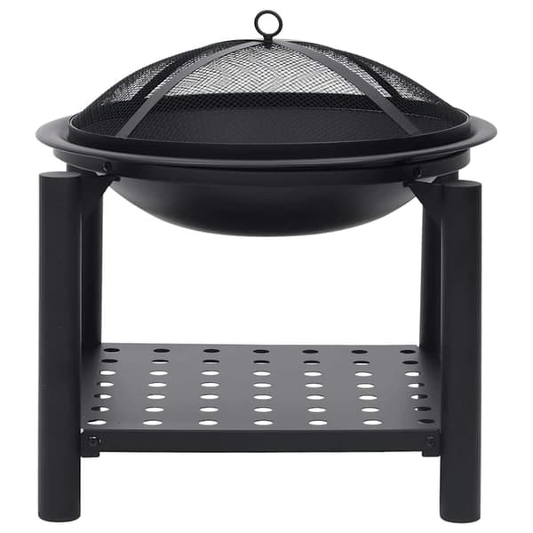 vidaXL Eldstad med eldgaffel 54x54x55 cm stål Svart